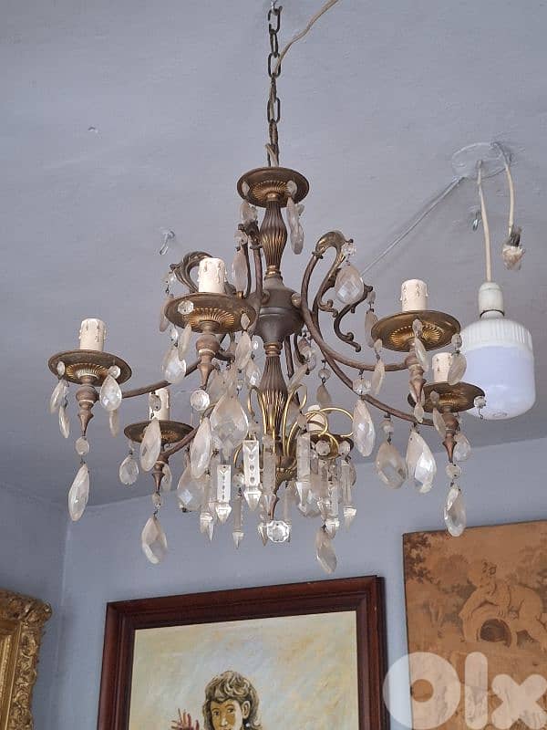 bronze and crystal small chandelier 6