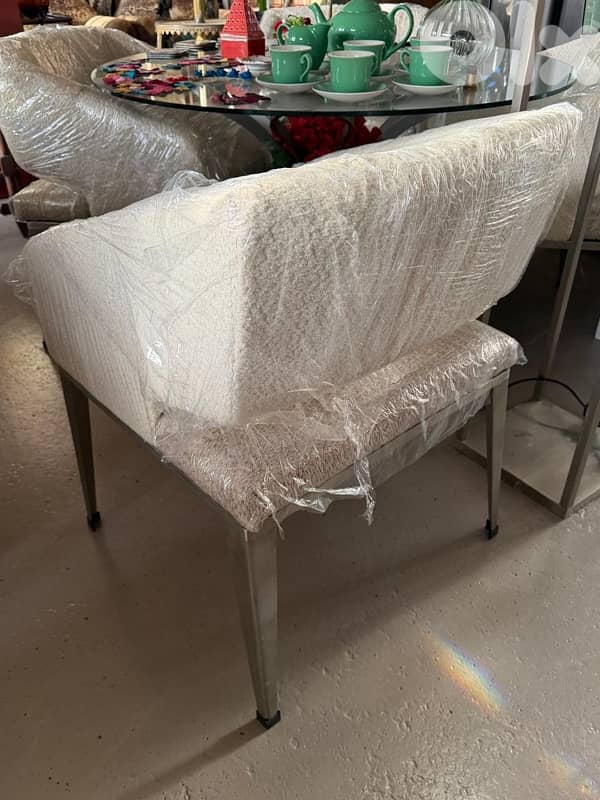 white chair stainless steel legs 1