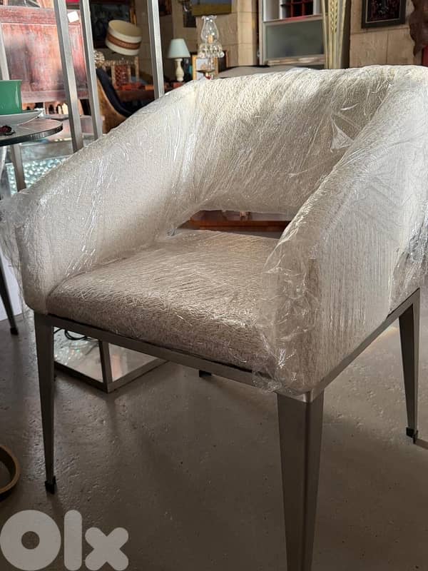 white chair stainless steel legs 2