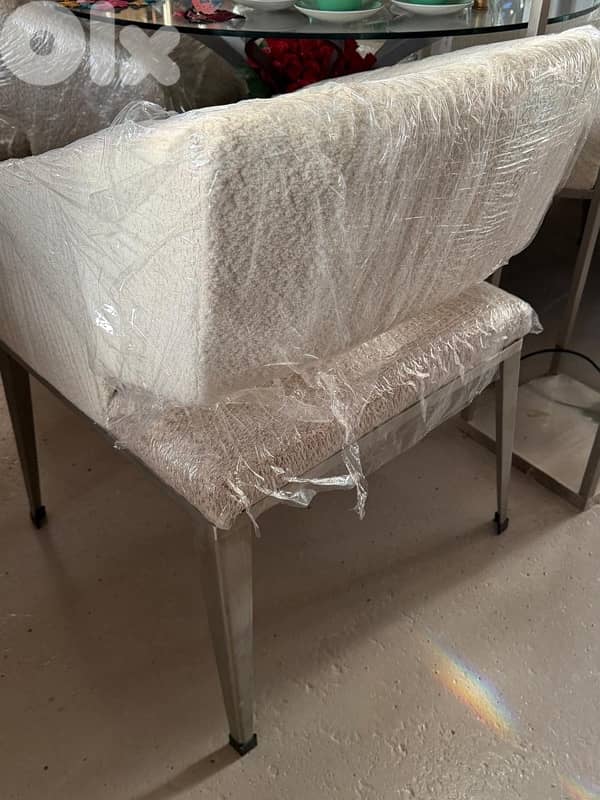 white chair stainless steel legs 5