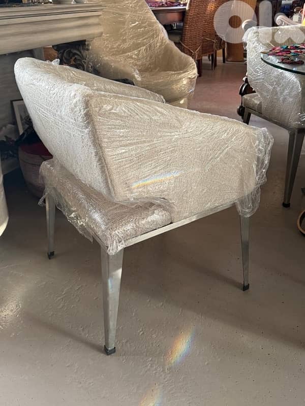 white chair stainless steel legs 6