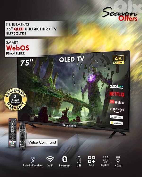 Elements TVs 24”-100” 3