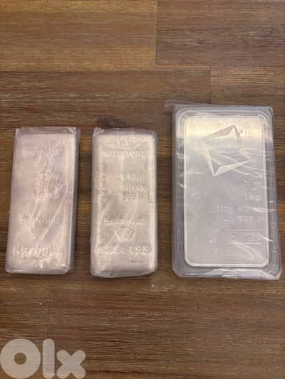 3 kilograms Authentic Minted Silver Bars from Switzerland. Save $400