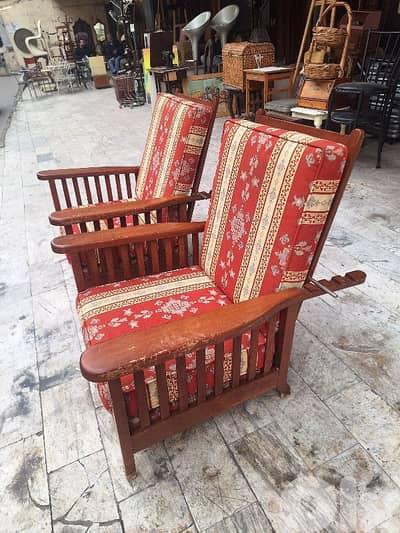 كنب فوتوي شازموريس عدد٢ ضهر متحرك اصلي قديم خشب جوز