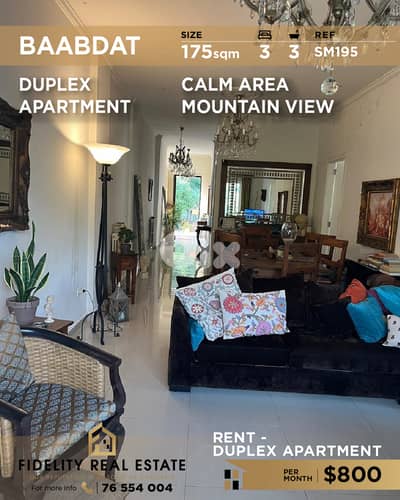 Apartment duplez for rent in Baabdat SM194 شقة للإيجار في  بعبدات