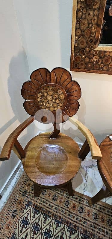 Hand-Carved Flower Power Table Set 2