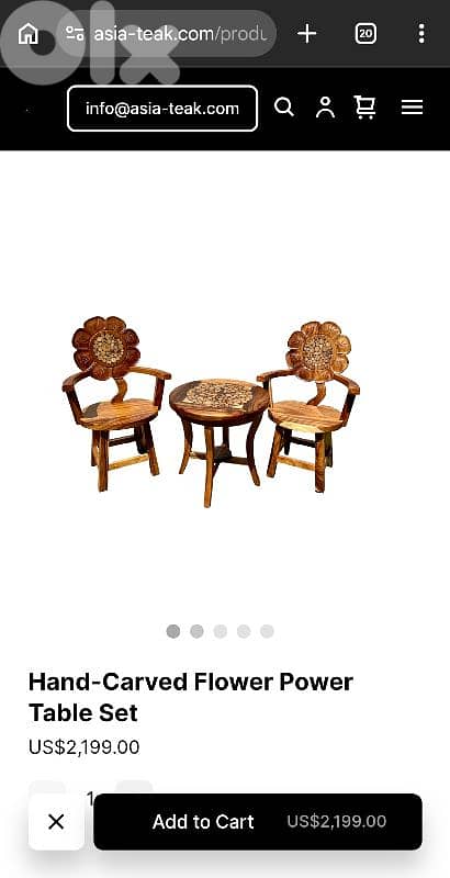 Hand-Carved Flower Power Table Set 7