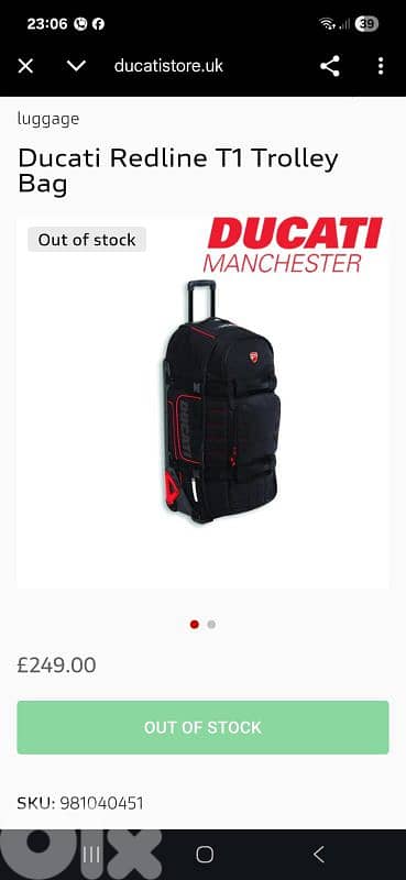 ducatti trolley original ojt of stock barely used