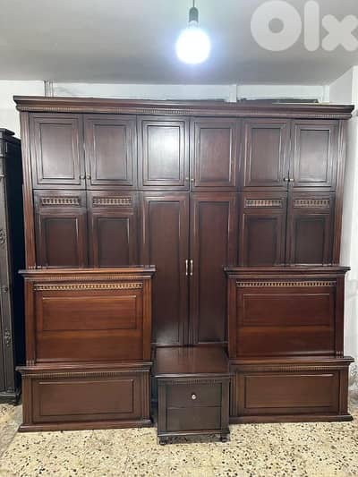 اوضة نوم تختين خشب زان ولاتي ملبسة قشر