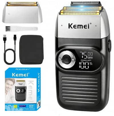 KEMEI Men's Shaving Razor, Rechargeable with Beard Trim Titanium foil