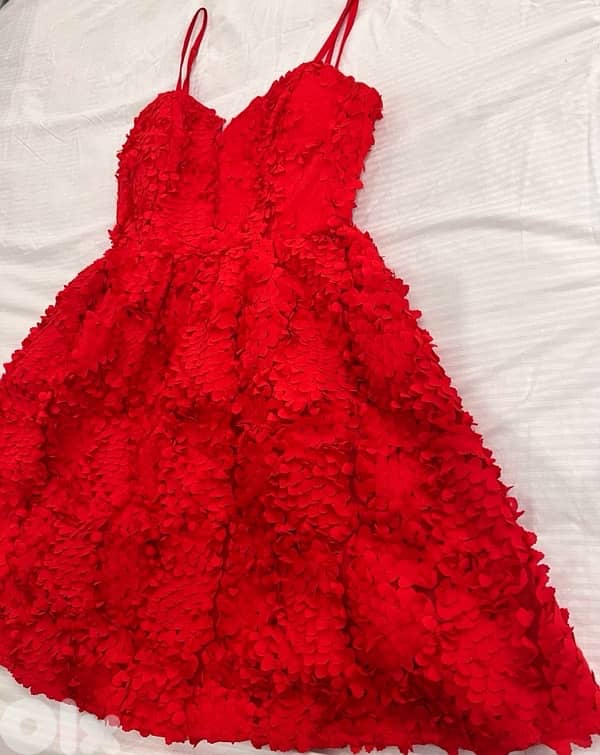 Red embroided flower dress h&M 1