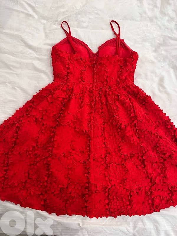 Red embroided flower dress h&M 2