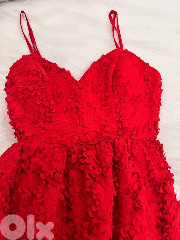 Red embroided flower dress h&M 3