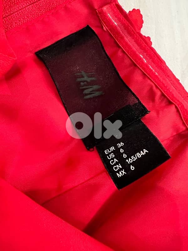 Red embroided flower dress h&M 4