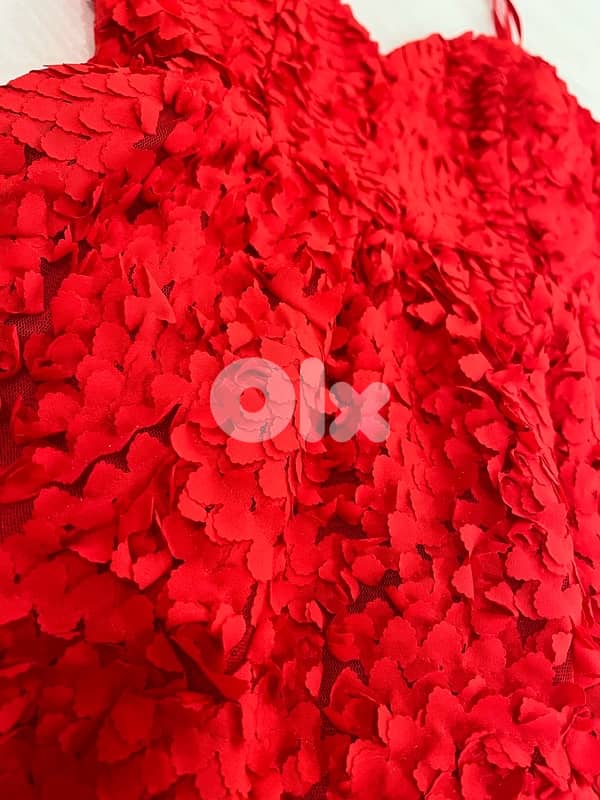 Red embroided flower dress h&M 5