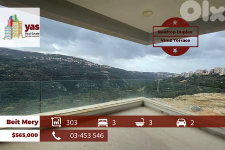 Beit Mery 303m2 | Rooftop Duplex | 41m2 Terrace | Prime Location | OH
