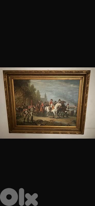 Antique-Style Painting of Napoleon Bonaparte on Horseback