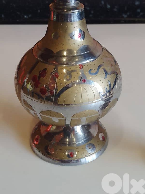 Vintage Handmade Brass Rose Water Sprinkler, Indian Design 1