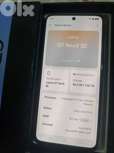 Realme GT NEO 5 SE - 1 terra / 16 ram + 12 ram