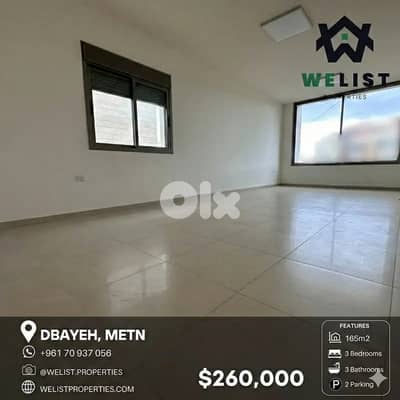 165sqm Apartment for sale in Dbayeh