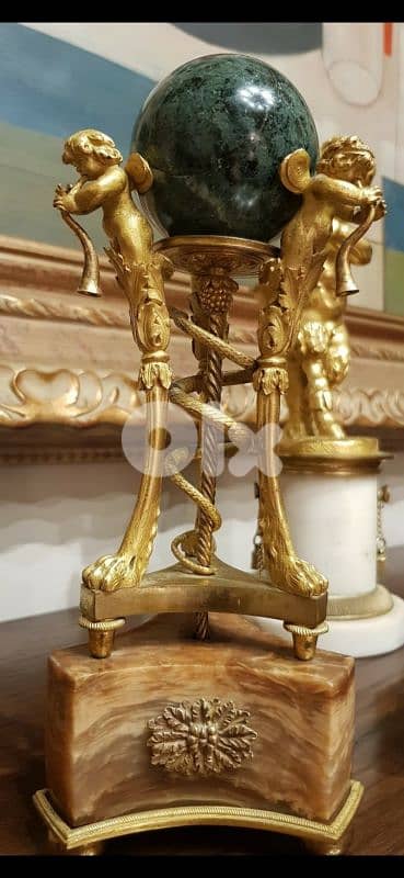 Grand Tour Style Gilt Bronze Putti Garniture with Malachite & Onyx 3