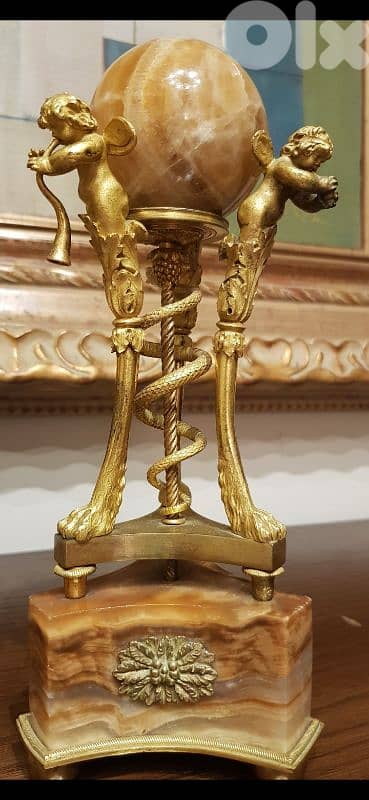 Grand Tour Style Gilt Bronze Putti Garniture with Malachite & Onyx 5