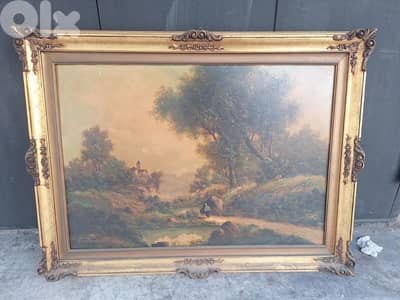 لوحة رسم زيتي فرنسية مميزة انتيك قديم