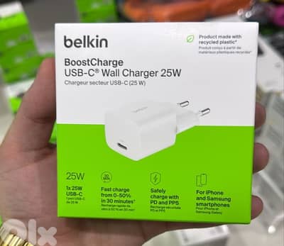 Belkin Boostcharge usb-c wall charger 25w 2pin white 10$