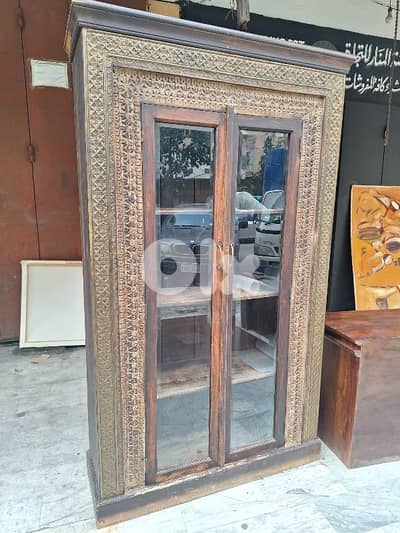 مكتبة فيترين تراثية قديمة خشب مسيف صافي من الروائع