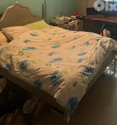 130cm bed wood frame silver gray color