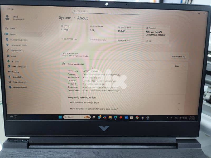 laptop hp gaming victus 7