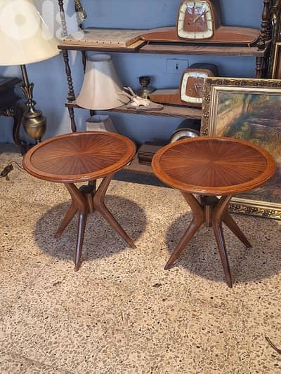 pair of 1950 small round coffee tables