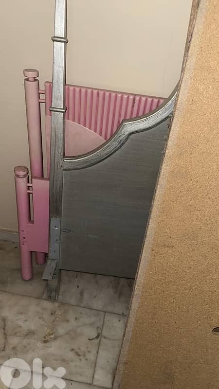 130cm bed wood frame silver grey color 2