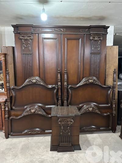 اوضة نوم ملكية تختين مصرية خشب زان ملبسة قشر