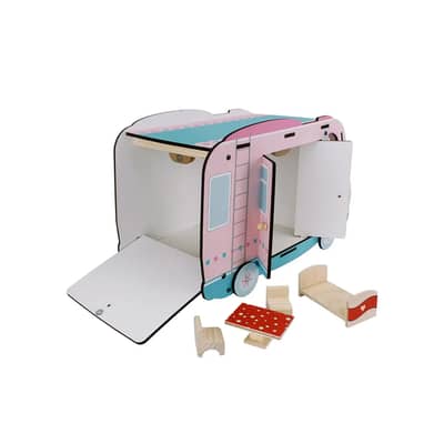Wooden Caravan Playset Toy for Children Pretend Fun - لعبة مقطورة خشبي