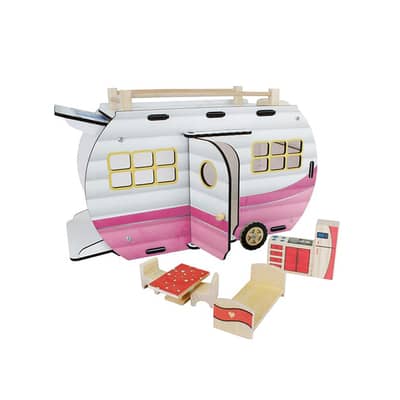 Kids Wooden Play Caravan Toy Playset for Creative Fun - لعبة مقطورة