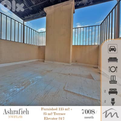 Ashrafieh | Furnished 2 Bedrooms Apart + 25m² Terrace | Elevator 24/7
