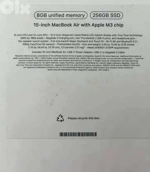 macbook M3 15 inch 8