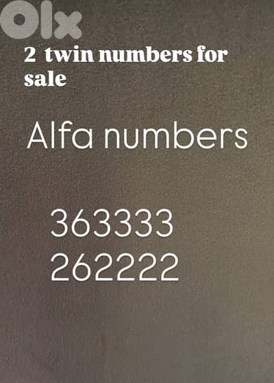 Twin numbers for sale