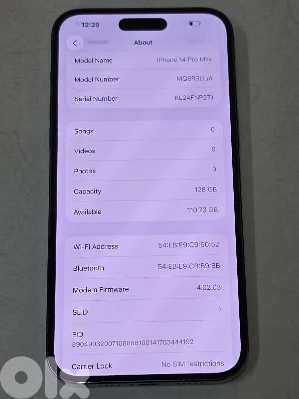 IPHONE 14 PRO MAX 128 GB PURPLE esim 4