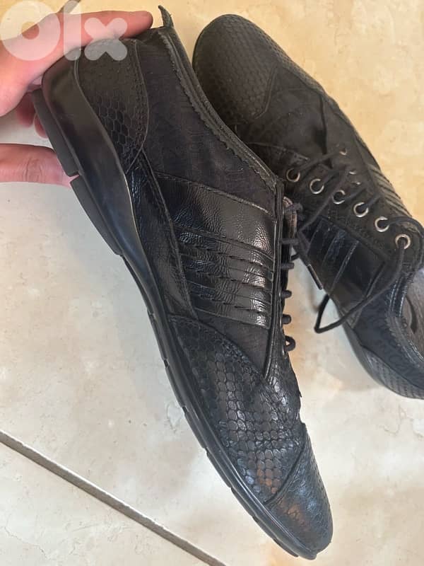 Just Cavalli Men’s Python-Embossed Leather Sneakers - Size 44 1