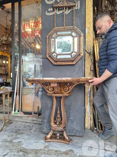 كونسول ايطالي تحفة فنية انتيك من الروائع خشب مسيف