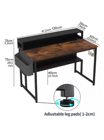 K-Shaped Ergonomic Desk with RGB Light for Gaming Environment