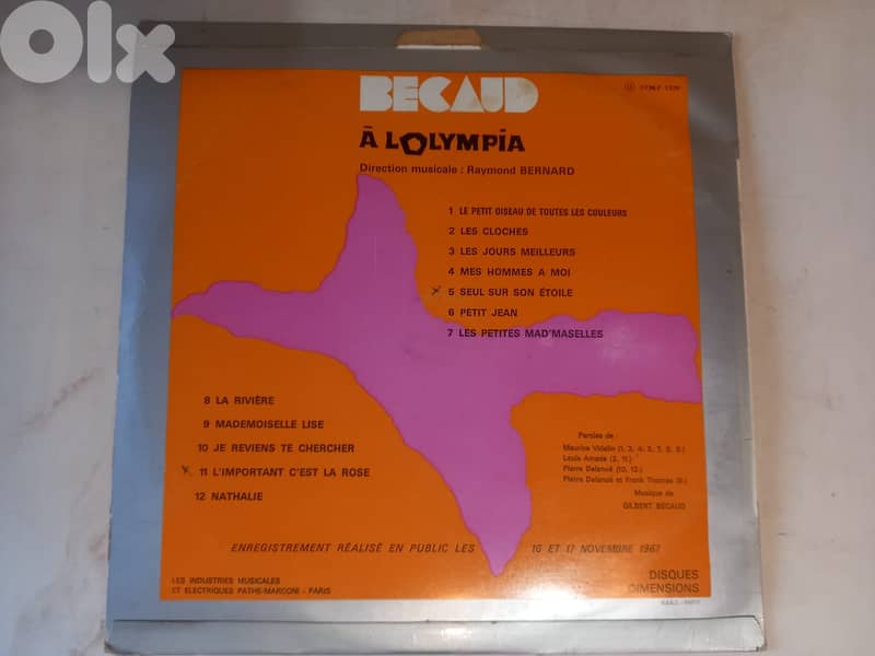 Gilbert Bécaud – Bécaud À L'Olympia  Vinyl 1