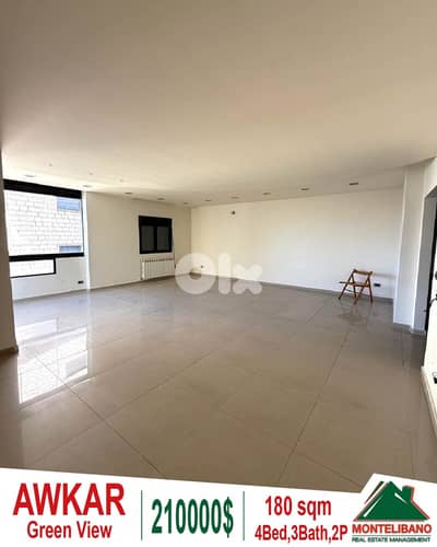 180 sqm Apartment For Sale in Awkar عوكر with Green View