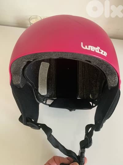 Ski helmet, goggles and gloves