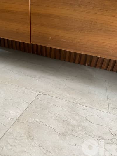 modern TV wall unit - real wood and marble