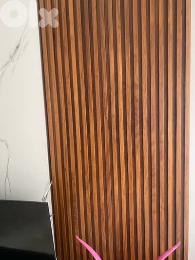 modern TV wall unit - real wood and marble