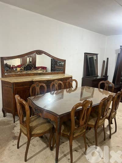 اوضة سفرة مصرية خشب زان مرصعة نحاس