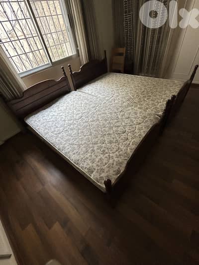 سريران مفرد ونصف 120 سم مع فرشتين